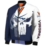 virginia cavaliers skull outline blue white bomber jacket best selling