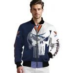 virginia cavaliers skull outline blue white bomber jacket best selling