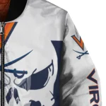 virginia cavaliers skull outline blue white bomber jacket best selling