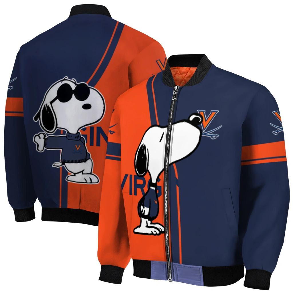 virginia cavaliers snoopy attitude blue bomber jacket best selling virginia cavaliers snoopy attitude blue bomber jacket best selling
