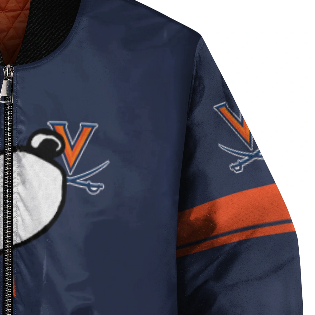 virginia cavaliers snoopy attitude blue bomber jacket premium grade virginia cavaliers snoopy attitude blue bomber jacket premium grade