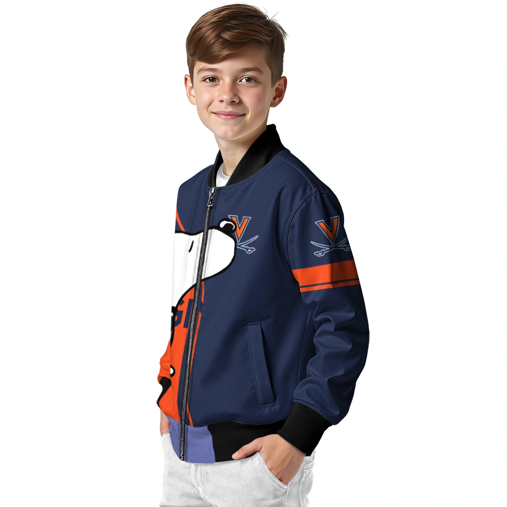 virginia cavaliers snoopy attitude blue bomber jacket trendy virginia cavaliers snoopy attitude blue bomber jacket trendy