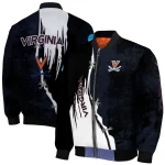 virginia cavaliers torn texture print blue black bomber jacket best selling