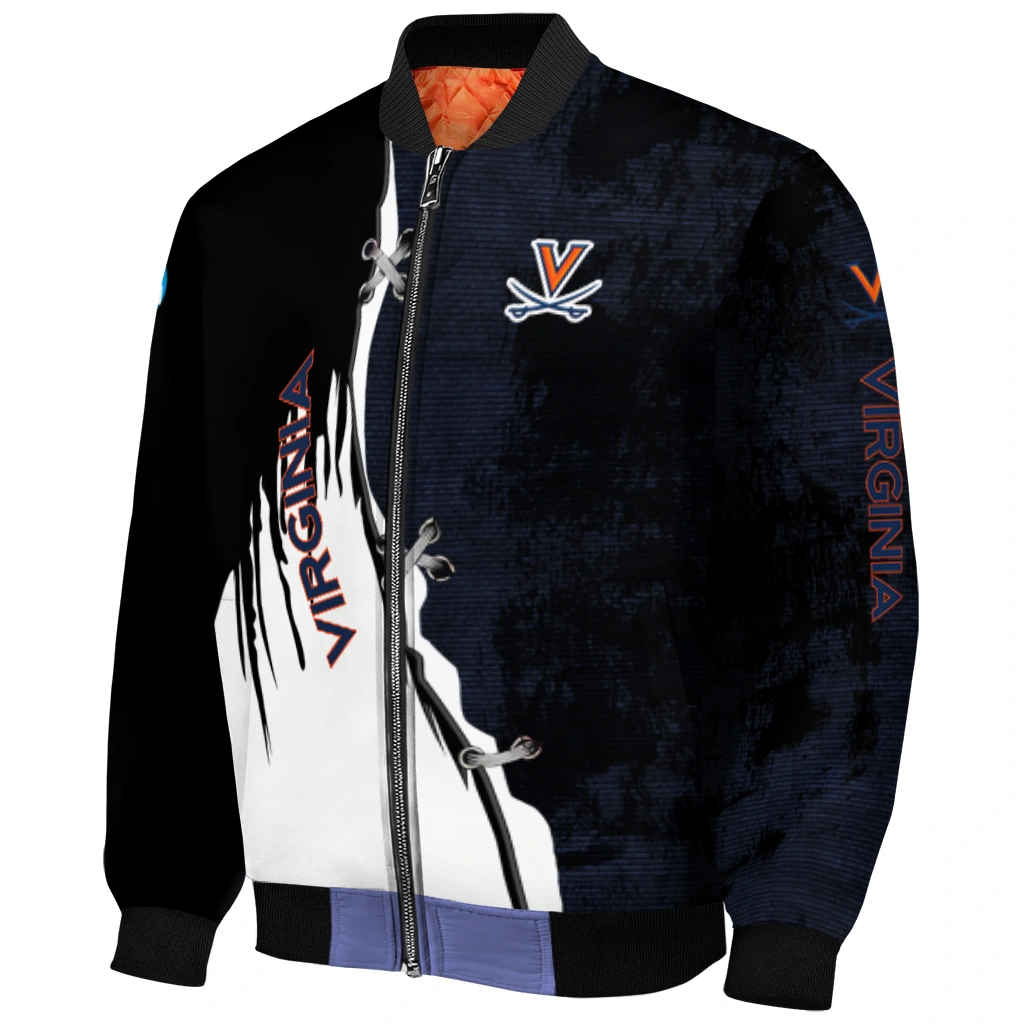 virginia cavaliers torn texture print blue black bomber jacket fashion forward virginia cavaliers torn texture print blue black bomber jacket fashion forward