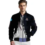 virginia cavaliers torn texture print blue black bomber jacket best selling