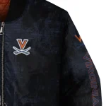 virginia cavaliers torn texture print blue black bomber jacket best selling