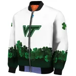 virginia tech hokies clovers pattern white green bomber jacket best selling