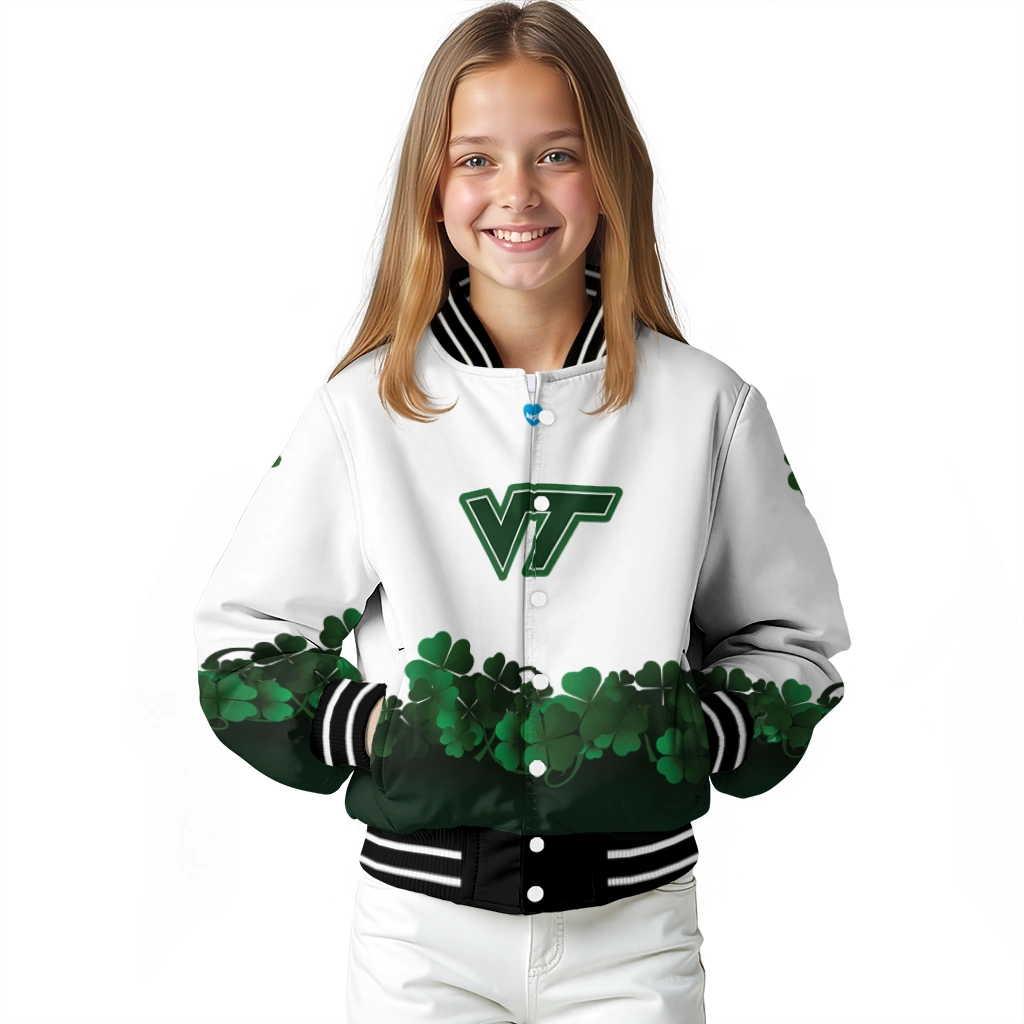 virginia tech hokies clovers pattern white green varsity jacket top rated virginia tech hokies clovers pattern white green varsity jacket top rated