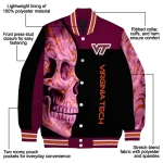virginia tech hokies fire skull maroon black varsity jacket best selling