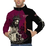 virginia tech hokies jesus roses maroon black windbreaker jacket best selling