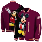 virginia tech hokies mickey mouse maroon varsity jacket best selling