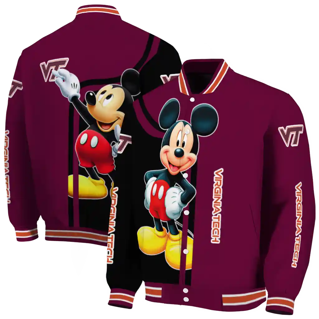 virginia tech hokies mickey mouse maroon varsity jacket fashion forward virginia tech hokies mickey mouse maroon varsity jacket fashion forward