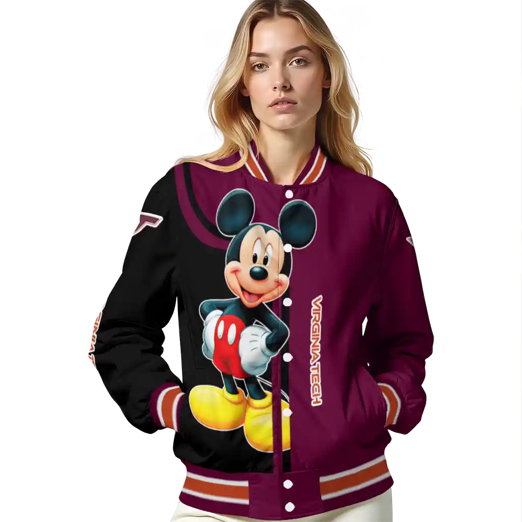 virginia tech hokies mickey mouse maroon varsity jacket latest model virginia tech hokies mickey mouse maroon varsity jacket latest model