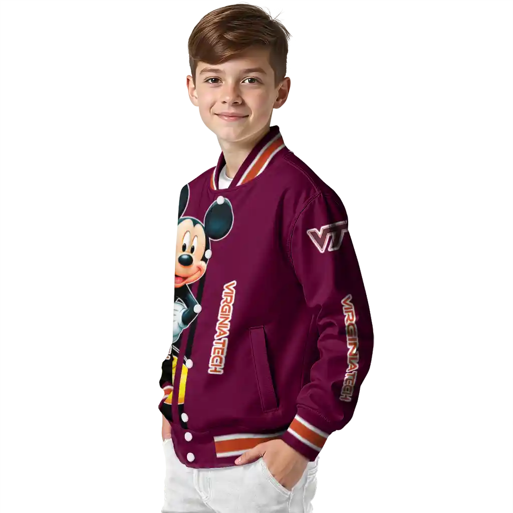 virginia tech hokies mickey mouse maroon varsity jacket trendy virginia tech hokies mickey mouse maroon varsity jacket trendy