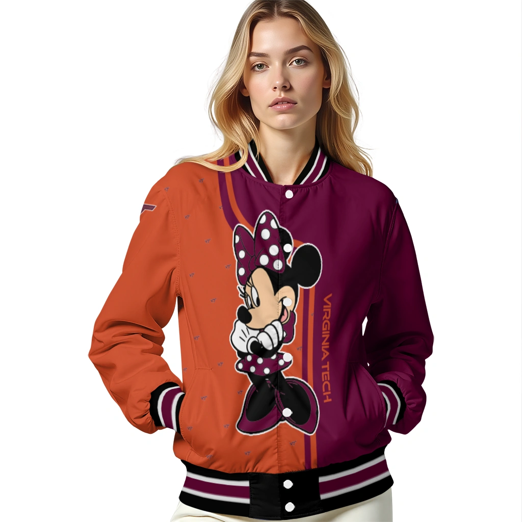 virginia tech hokies minnie mouse maroon varsity jacket latest model virginia tech hokies minnie mouse maroon varsity jacket latest model