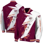 virginia tech hokies ripped bolt maroon white varsity jacket best selling