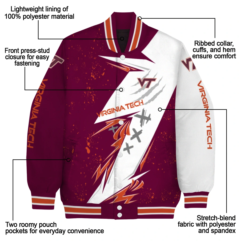 virginia tech hokies ripped bolt maroon white varsity jacket new arrival virginia tech hokies ripped bolt maroon white varsity jacket new arrival