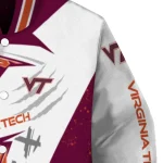 virginia tech hokies ripped bolt maroon white varsity jacket best selling