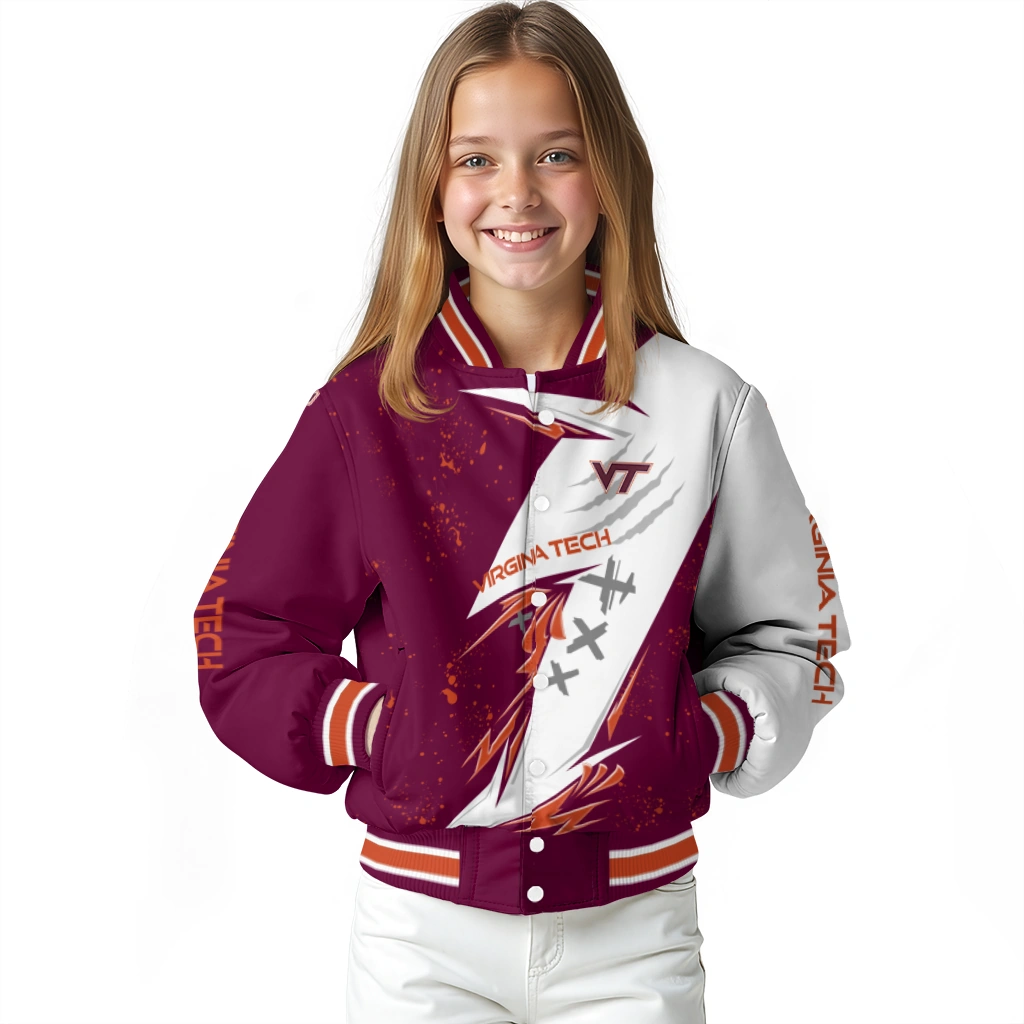 virginia tech hokies ripped bolt maroon white varsity jacket top rated virginia tech hokies ripped bolt maroon white varsity jacket top rated