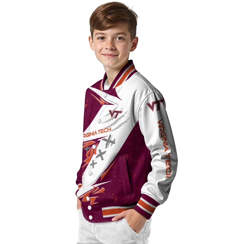 virginia tech hokies ripped bolt maroon white varsity jacket trendy virginia tech hokies ripped bolt maroon white varsity jacket trendy