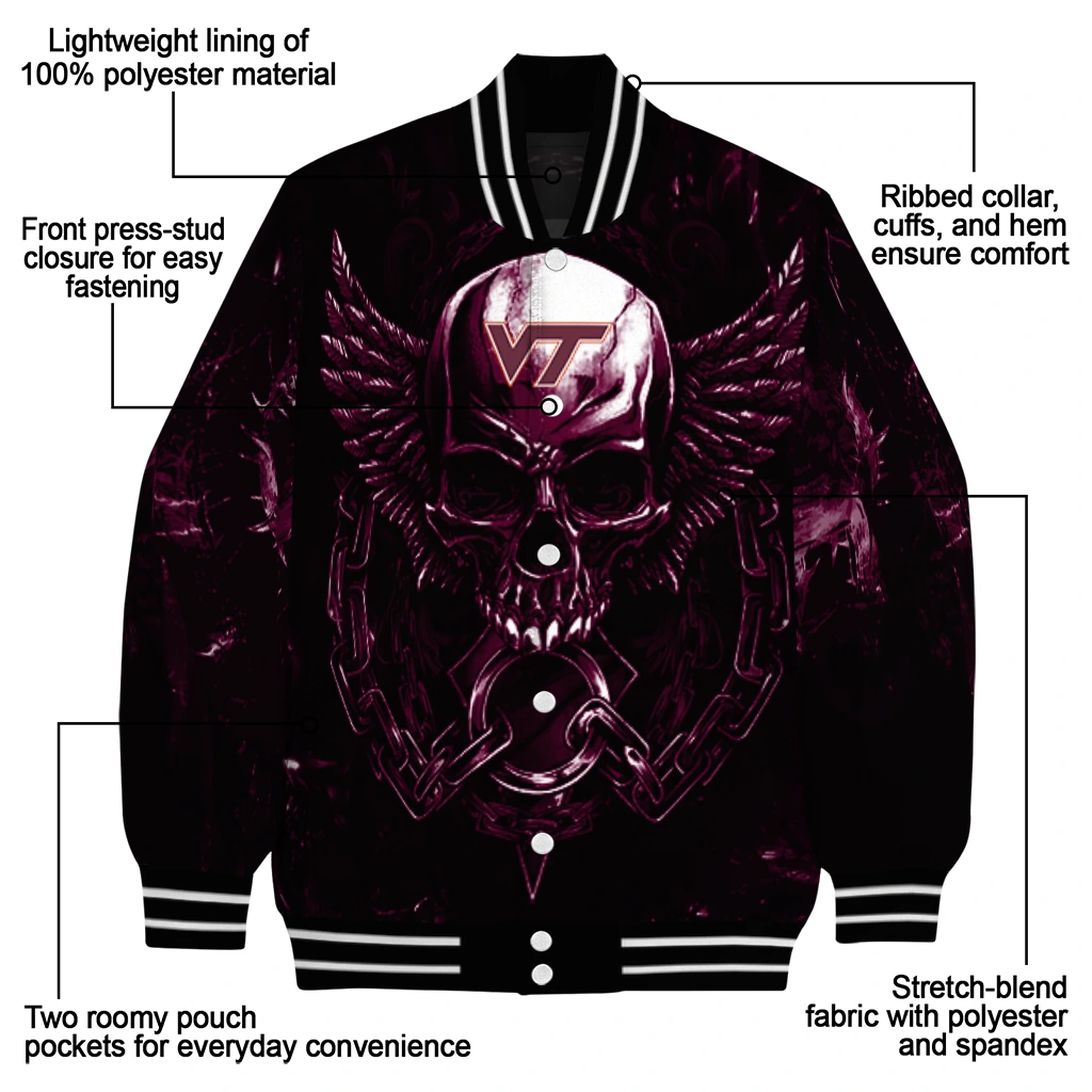 virginia tech hokies skull bite maroon black varsity jacket new arrival virginia tech hokies skull bite maroon black varsity jacket new arrival