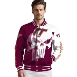 virginia tech hokies skull outline maroon white varsity jacket best selling