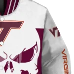 virginia tech hokies skull outline maroon white varsity jacket best selling