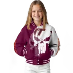 virginia tech hokies skull outline maroon white varsity jacket best selling