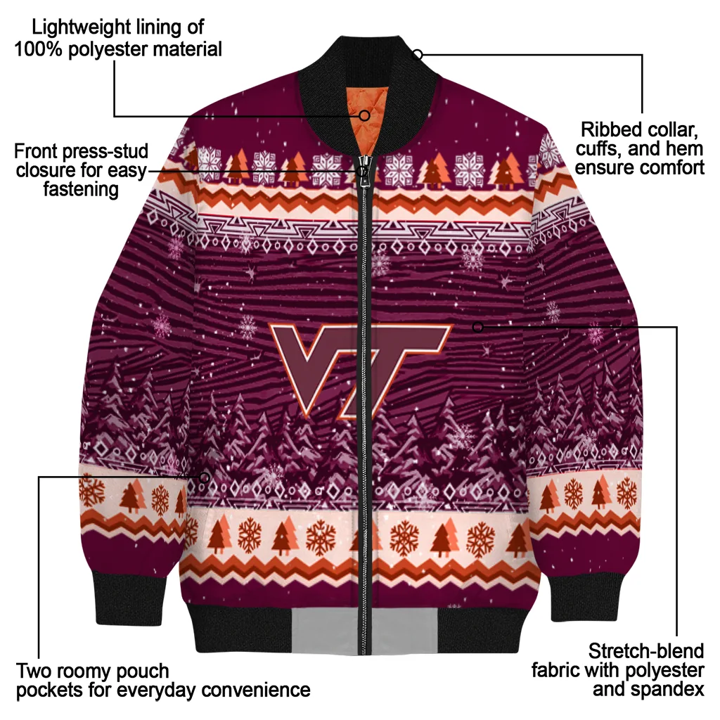 virginia tech hokies snowy pines maroon bomber jacket new arrival virginia tech hokies snowy pines maroon bomber jacket new arrival