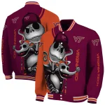 virginia tech hokies spooky grin maroon varsity jacket best selling