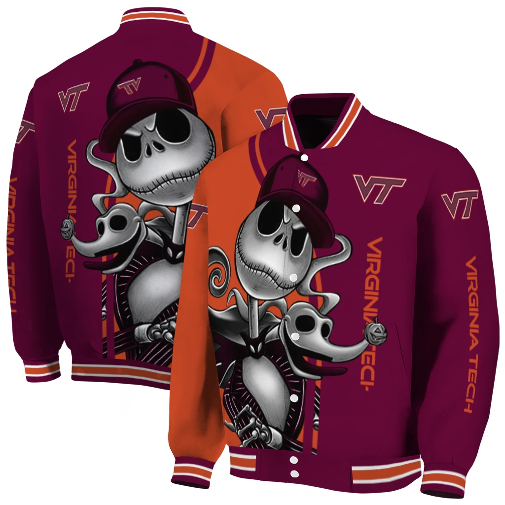 virginia tech hokies spooky grin maroon varsity jacket fashion forward virginia tech hokies spooky grin maroon varsity jacket fashion forward