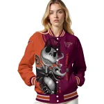 virginia tech hokies spooky grin maroon varsity jacket best selling