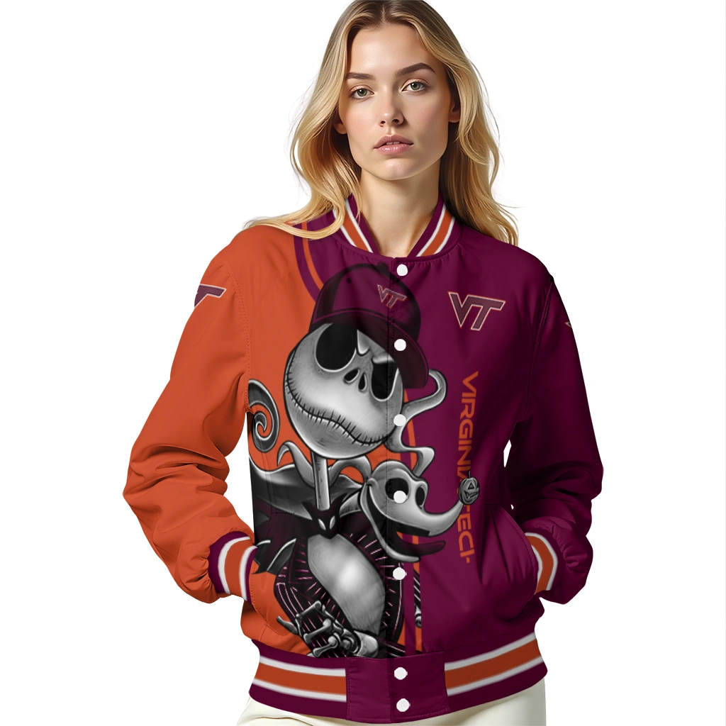virginia tech hokies spooky grin maroon varsity jacket latest model virginia tech hokies spooky grin maroon varsity jacket latest model