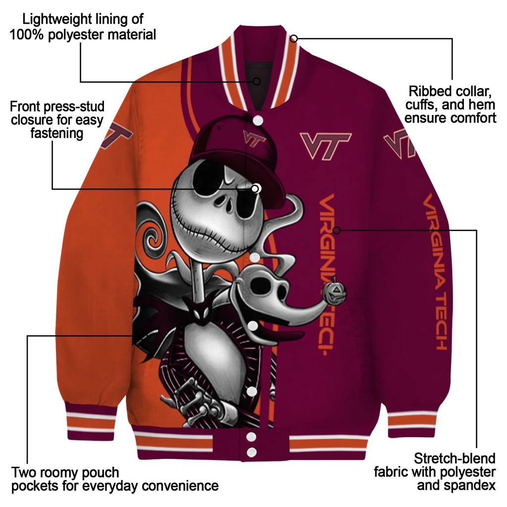 virginia tech hokies spooky grin maroon varsity jacket new arrival virginia tech hokies spooky grin maroon varsity jacket new arrival