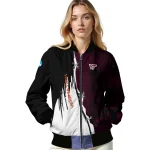 virginia tech hokies torn texture print maroon black bomber jacket best selling