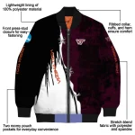 virginia tech hokies torn texture print maroon black bomber jacket best selling