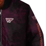 virginia tech hokies torn texture print maroon black bomber jacket best selling