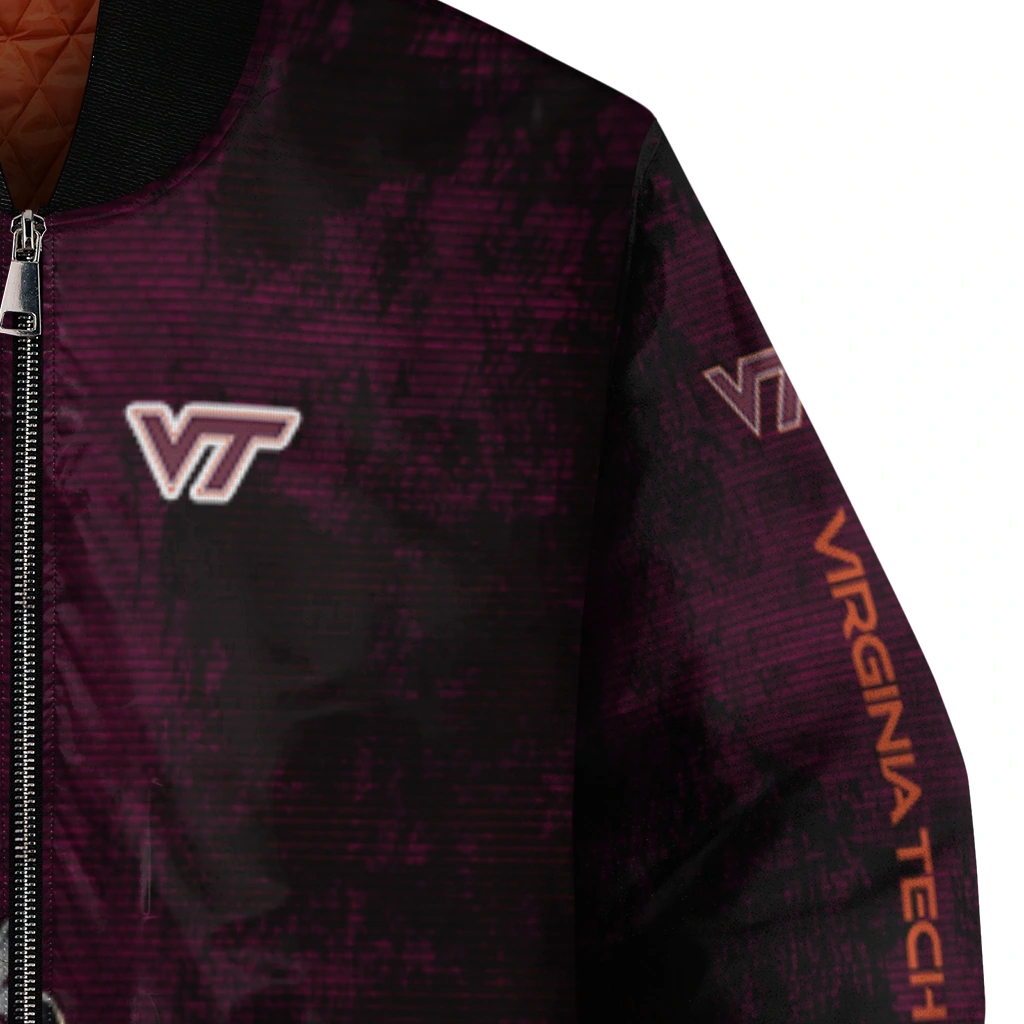 virginia tech hokies torn texture print maroon black bomber jacket premium grade virginia tech hokies torn texture print maroon black bomber jacket premium grade