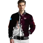 virginia tech hokies torn texture print maroon black varsity jacket best selling
