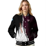 virginia tech hokies torn texture print maroon black varsity jacket best selling
