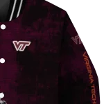 virginia tech hokies torn texture print maroon black varsity jacket best selling