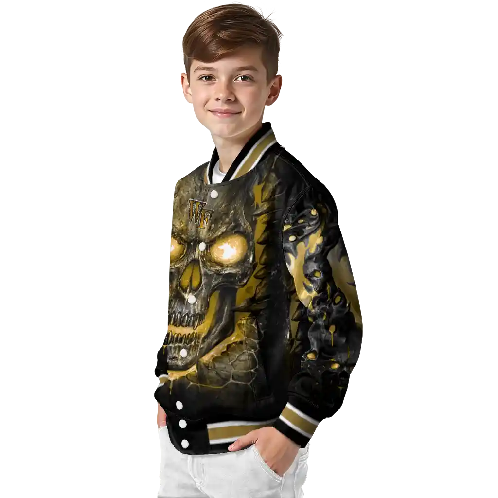 wake forest demon deacons inferno skull gold black varsity jacket trendy wake forest demon deacons inferno skull gold black varsity jacket trendy
