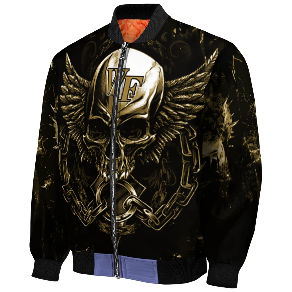 wake forest demon deacons skull bite gold black bomber jacket fashion forward wake forest demon deacons skull bite gold black bomber jacket fashion forward