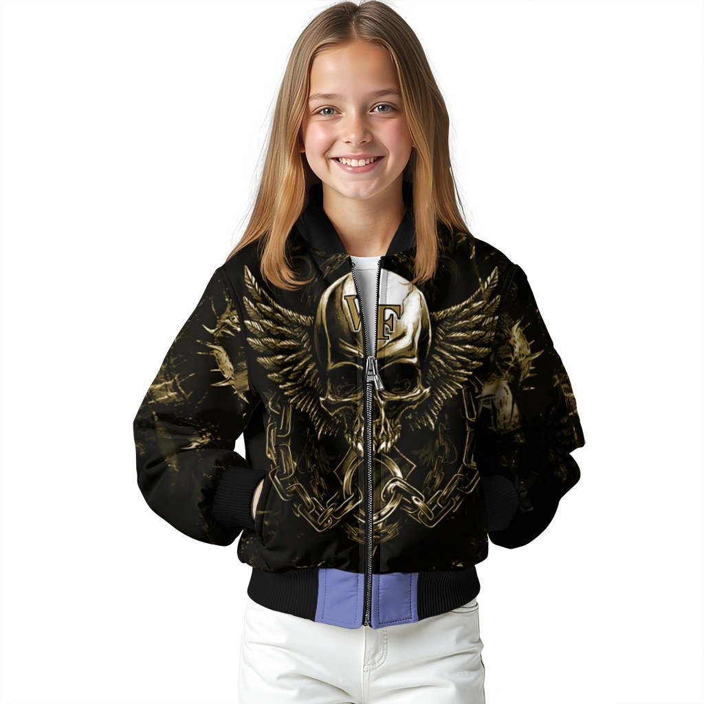 wake forest demon deacons skull bite gold black bomber jacket top rated wake forest demon deacons skull bite gold black bomber jacket top rated