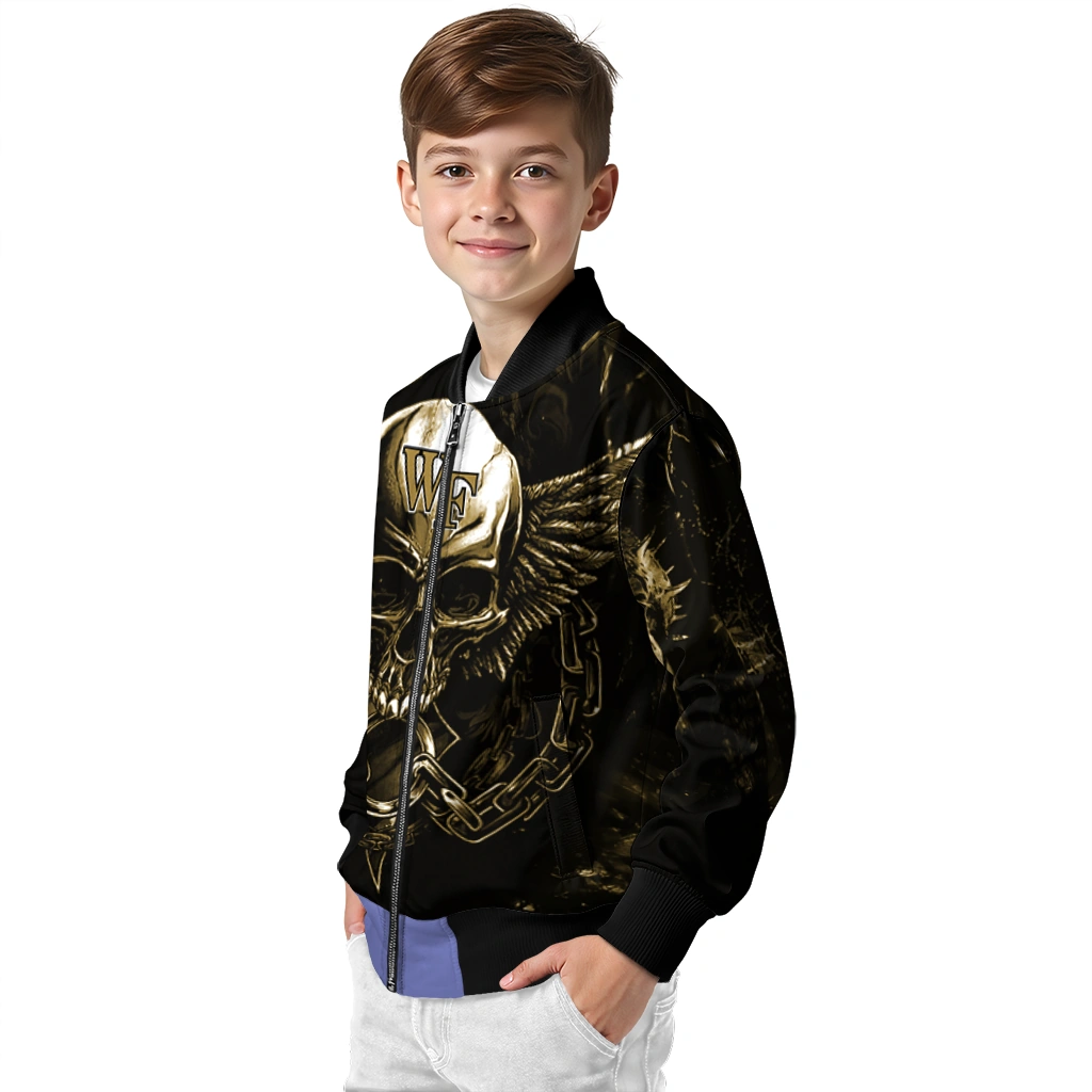 wake forest demon deacons skull bite gold black bomber jacket trendy wake forest demon deacons skull bite gold black bomber jacket trendy