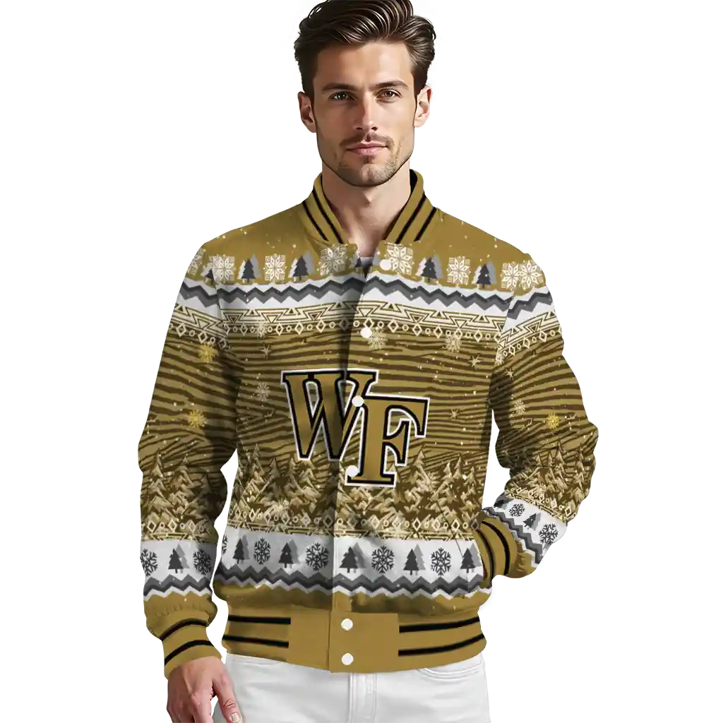 wake forest demon deacons snowy pines gold varsity jacket high quality wake forest demon deacons snowy pines gold varsity jacket high quality
