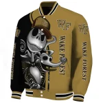 wake forest demon deacons spooky grin gold varsity jacket best selling