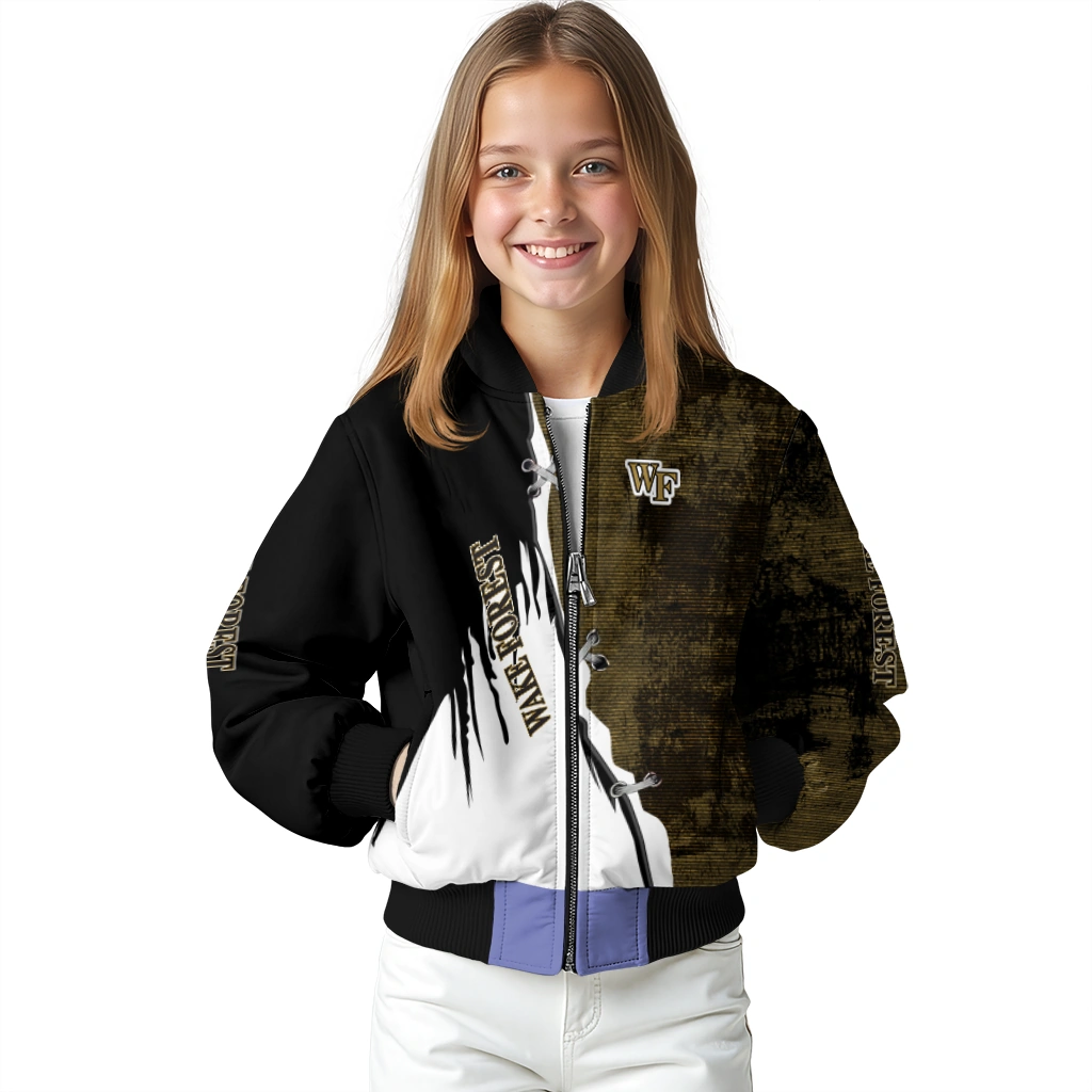 wake forest demon deacons torn texture print gold black bomber jacket top rated wake forest demon deacons torn texture print gold black bomber jacket top rated
