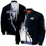 washington capitals distressed slash blue black bomber jacket best selling