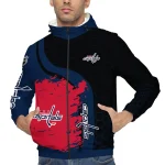 washington capitals hex grid texture blue black windbreaker jacket best selling